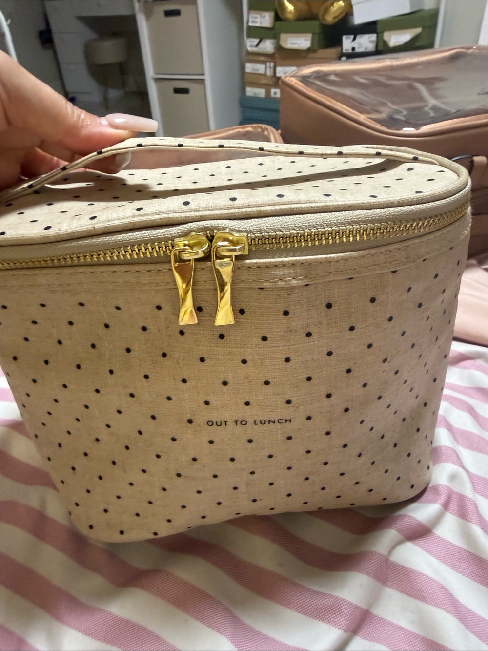 Kate Spade Beige Polka Dot Lunch Box